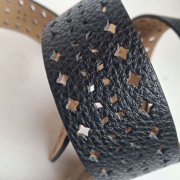 Kate Spade Belt Soft Leather Black Logo Women XL (49x1.5) Perforated Laser Cut main image 8